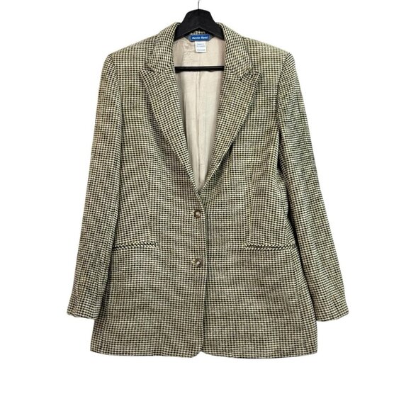 Vtg Austin Reed Womens Blazer Size 8 Black Tan Rayon Wool Blend Business Classic - Picture 1 of 8